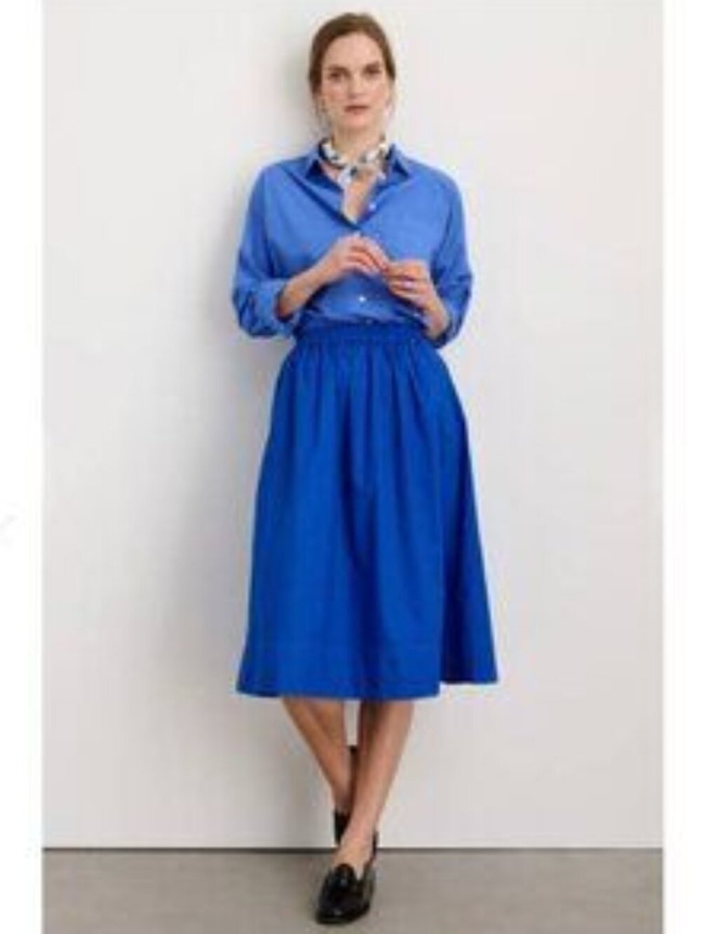 Alex Mill Standard Skirt in Paper Poplin Lapis Blue Sz XL
